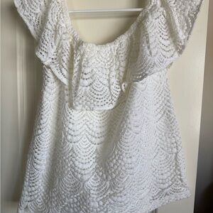Lily Pulitzer White Crochet Off-Shoulder Women's Top
